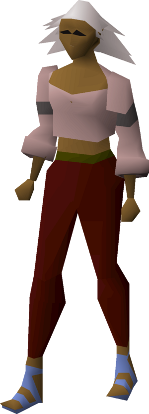Villager sandals (yellow) equipped female.png