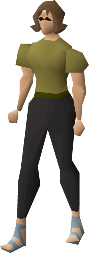 Villager sandals (blue) equipped female.png