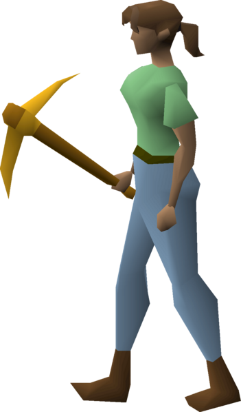 File:Gilded pickaxe equipped female.png