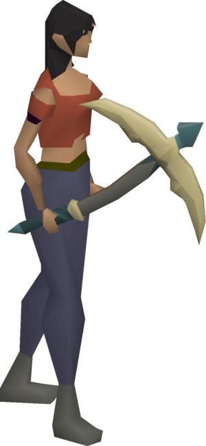 Dragon pickaxe (or) (Trailblazer) equipped female.png