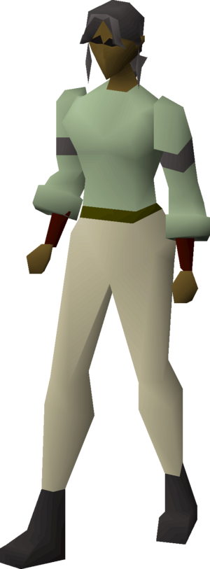 Red d'hide vambraces equipped female.png