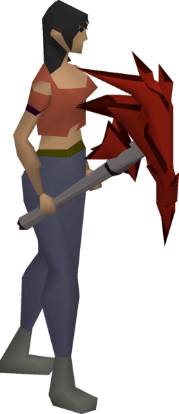 File:Dragon pickaxe (upgraded) equipped female.png