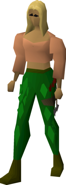 File:Green d'hide chaps equipped female.png