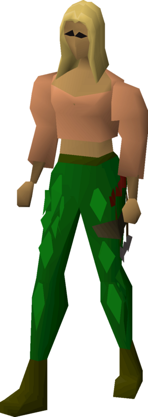 Green d'hide chaps equipped female.png