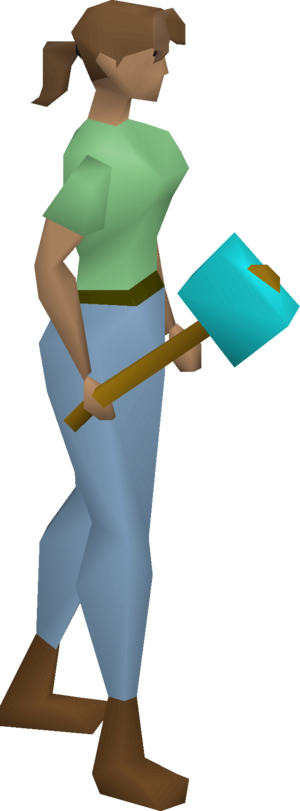 Cursed goblin hammer equipped female.png