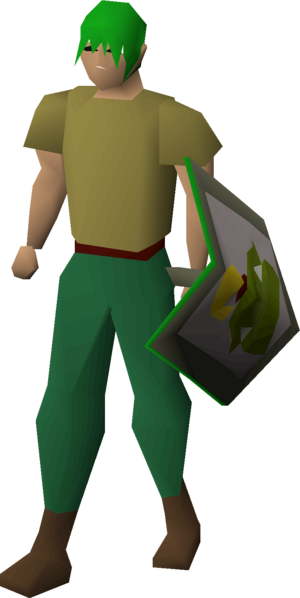 Steel kiteshield (Jogre green) equipped male.png
