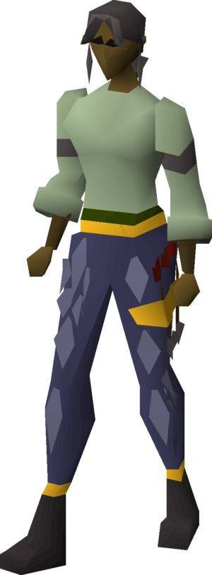 Blue d'hide chaps (g) equipped female.png