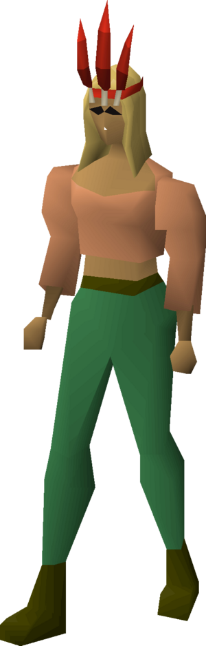 Chompy bird hat (ogre forester) equipped female.png