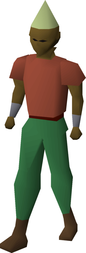 Gnome child mask (skin tone 5 dark) equipped male.png