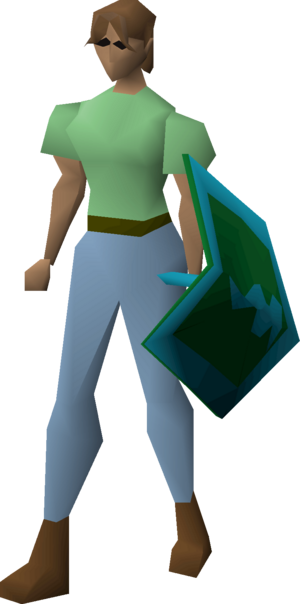 Rune kiteshield (Guthix) equipped female.png