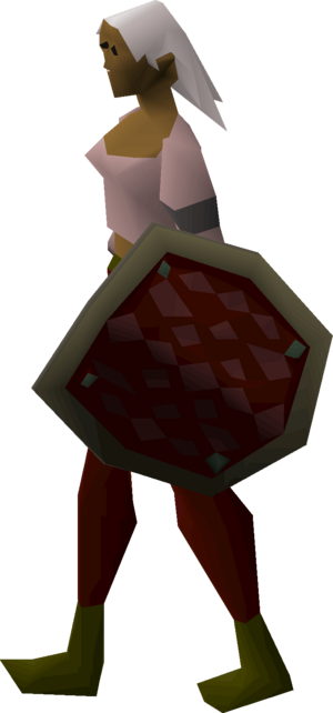 Red d'hide shield equipped female.png