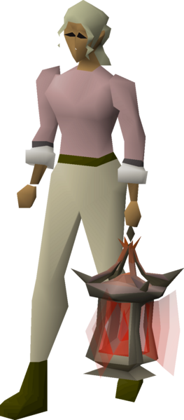 File:Abyssal lantern (red logs) equipped female.png