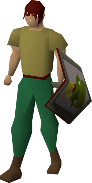 Steel kiteshield (Jogre maroon) equipped male.png