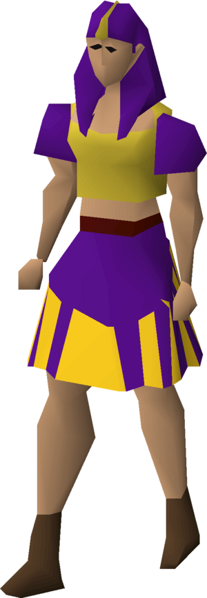 Purple menaphite robes with kilt equipped female.png