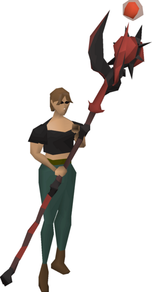 Corrupted tumeken's shadow (uncharged) equipped female.png