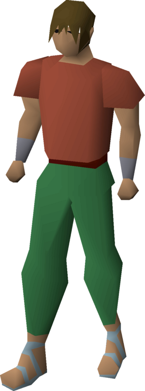 Villager sandals (blue) equipped male.png