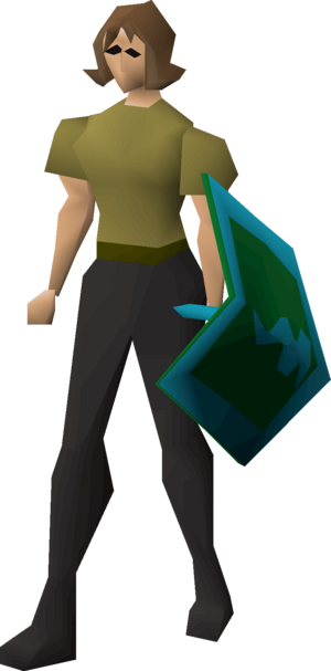 Steel kiteshield (Guthix) equipped female.png
