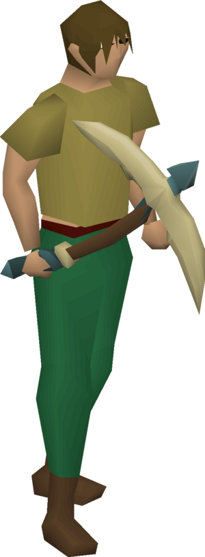 Dragon pickaxe (or) (Trailblazer brown) equipped male.png