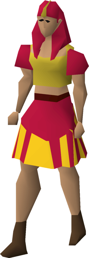 Red menaphite robes with kilt equipped female.png