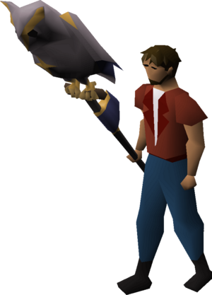 Holy sanguinesti staff (uncharged) equipped male.png