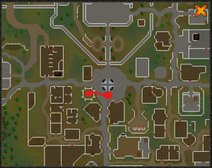 Blow a raspberry in the tent at varrock square.png