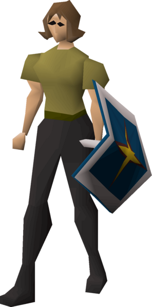 File:Steel kiteshield (Saradomin) equipped female.png