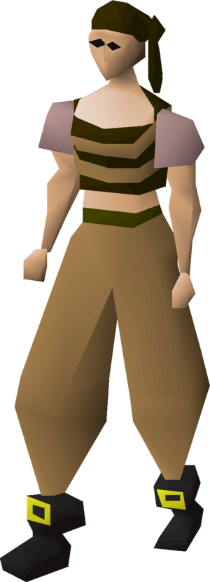 Pirate clothing (brown) equipped female.png