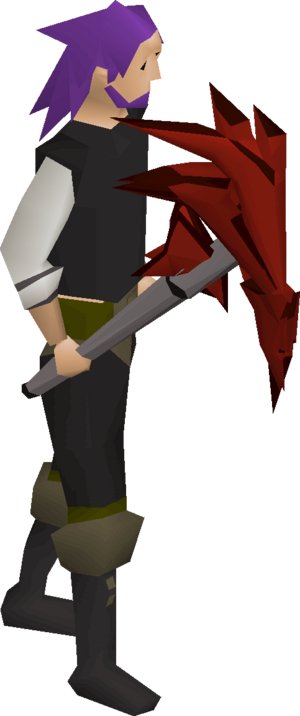 Dragon pickaxe (upgraded) equipped male.png