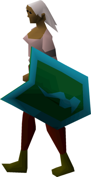 Adamant kiteshield (Guthix) equipped female.png