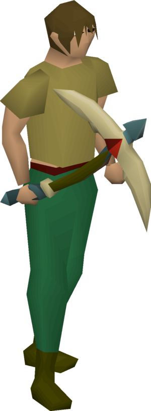 Infernal pickaxe (or) (khaki) equipped male.png
